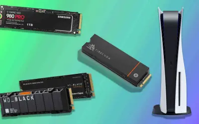 Une console PS5 avec plusieurs SSD M.2, dont un Samsung 980 PRO et des WD_BLACK SN850, prêts pour des jeux plus rapides.