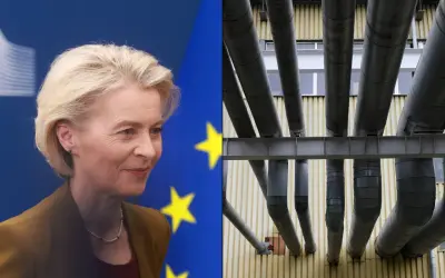 Ursula von der Leyen i rury przemysłowe – symbol postępu i dążenia do zielonego ładu.