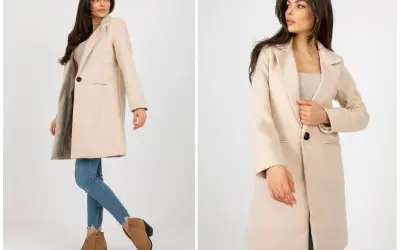 Elegancka kobieta w beżowym płaszczu, uosobienie włoskiej mody. Idealny na co dzień i specjalne okazje.