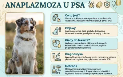 Anaplazmoza u psa: objawy, kiedy do weterynarza, diagnostyka i ochrona. Zdjęcie przedstawia psa rasy Australian Shepherd.