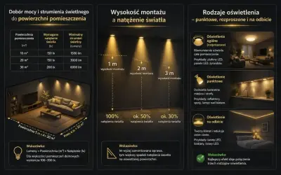 3000 lumenów to dużo dla 20 m², zapewniając 150 lx. Wybierz oświetlenie dopasowane do potrzeb.