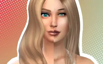 Zwei Gesichter einer Sims 4 CC-Schönheit, links mit voluminösem Haar, rechts mit glattem Haar.