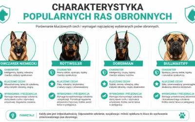 Owczarek niemiecki, Rottweiler, Doberman i Bullmastiff – porównanie cech psów obronnych, gdy pies jest dorosły.