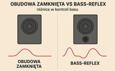 Obudowa zamknięta vs bass-reflex: porównanie kontroli basu. Wykresy pokazują różnice w reakcji basowej.