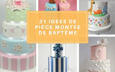 Collage de pièces montées de baptême : oursons, animaux de la savane, croix bleue, fleurs. 31 idées pour une pièce montée de baptême inoubliable.