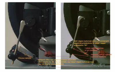 Regulacja napędu roweru magnetycznego. Sprawdź, czy cięgno pracuje płynnie, bez stukania przy pedałowaniu.