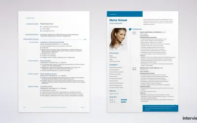 CV Marty Nowak, Content Specialist. Pokazuje, jak powinna wyglądać profesjonalna prezentacja doświadczenia i umiejętności w branży content marketingu.