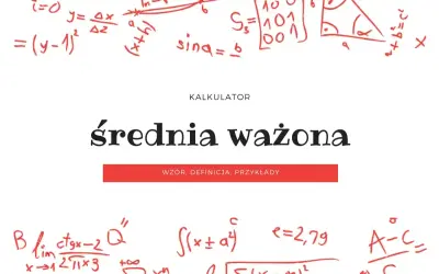 Kalkulator średnia ważona. Wzory matematyczne, w tym całki i macierze, otaczają tytuł.
