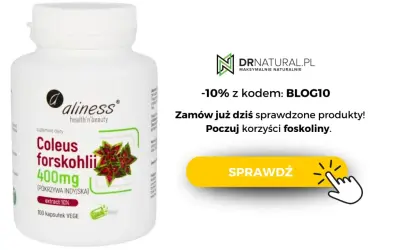 Suplement diety Aliness z pokrzywą indyjską (Coleus forskohlii) 400mg. 100 kapsułek vege. Odkryj korzyści foskoliny!