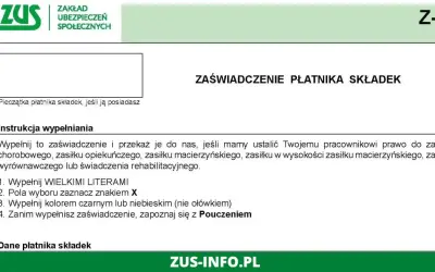 Zaświadczenie Z-3 ZUS dla pracodawcy, instrukcja wypełniania.