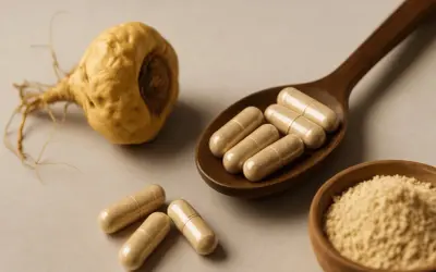 Maca-Wurzel, Kapseln und Pulver. Maca co to jest? Natürliche Energiequelle.