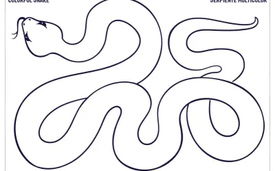 Serpiente para colorear, ideal para actividades de dibujo para niños. ¡Deja volar la imaginación y crea una serpiente multicolor!