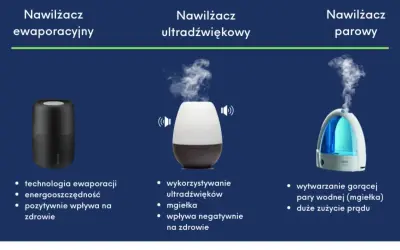 Porównanie nawilżaczy: ewaporacyjny, ultradźwiękowy i parowy. Dowiedz się, jak używać nawilżacz powietrza, by poprawić zdrowie.