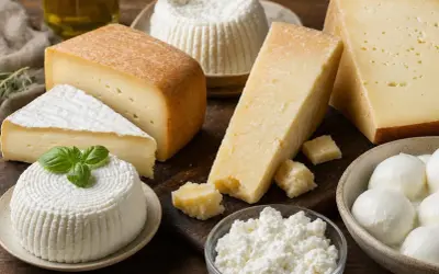 Varietà di formaggi, tra cui crescenza e mozzarelline, con pezzi di parmigiano. Un tripudio di sapori, ma attenzione al colesterolo!
