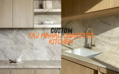 Cucina con piano in quarzite Taj Mahal, che cos'è il marmo? Superfici eleganti e venature naturali.