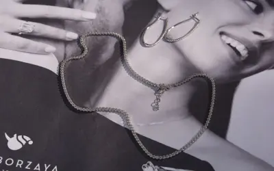 Collana e orecchini in argento, perfetti per capire come riconoscere l'oro bianco dall'argento.