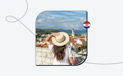 Kobieta w kapeluszu podziwia chorwackie miasto. Czy do Chorwacji jest potrzebny paszport? Dowiedz się, planując podróż.