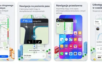 Darmowa nawigacja samochodowa z aktualizacjami ruchu, wskazówkami pasa ruchu i udostępnianiem lokalizacji.