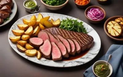 Perfekt grillad picanha med klyftpotatis och gröna tillbehör. En festmåltid som lockar till sig alla sinnen.