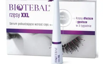 Serum Biotebal rzęsy XXL obiecuje dłuższe i gęstsze rzęsy w 3 tygodnie. Brak informacji o potencjalnych efektach ubocznych.