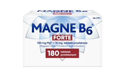 Opakowanie leku Magne B6 Forte 180 tabletek powlekanych.