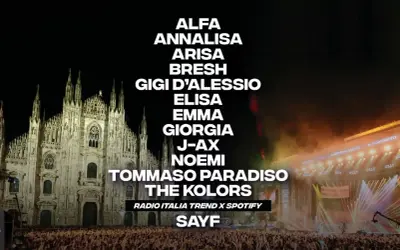 Concerto a Milano con i cantanti di Milano: Alfa, Annalisa, Arisa, Bresh, Gigi D'Alessio, Elisa, Emma, Giorgia, J-Ax, Noemi, Tommaso Paradiso, The Kolors.