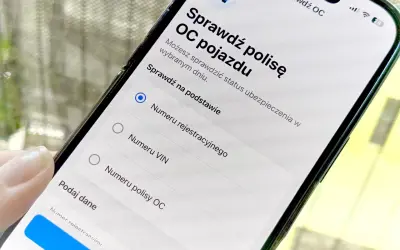 Aplikacja na telefonie pomaga sprawdzić, jak sprawdzić czy jestem ubezpieczony, oferując opcje sprawdzenia polisy OC pojazdu po numerze rejestracyjnym, VIN lub numerze polisy.