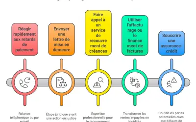 Stratégies pour gérer les défauts de paiement : relance, mise en demeure, recouvrement, affacturage, assurance-crédit. Aide en cas de paiement en plusieurs fois non respecté.