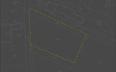 Mapa ewidencyjna z zaznaczoną działką 258/1. Jak znaleźć właściciela działki? Sprawdź numer ewidencyjny i sąsiednie działki.