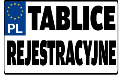Tablice rejestracyjne z symbolem PL i gwiazdami Unii Europejskiej.
