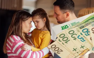 Rodzina z dzieckiem, dokument ZUS i pieniądze. Zapewnienie bytu dziecku to priorytet, renta rodzinna dla dziecka może pomóc.