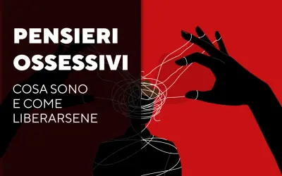 Mani nere controllano fili bianchi che avvolgono la testa di una figura, simboleggiando pensieri ossessivi dopo un trauma.