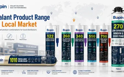 Gamme de mastics Bopin : un joint translucide pour chaque besoin de construction, du général au spécialisé.