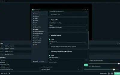 Streamlabs OBS: Stream-Verzögerung einstellen. Die Dauer des Streams kann hier auf 10 Sekunden gesetzt werden.