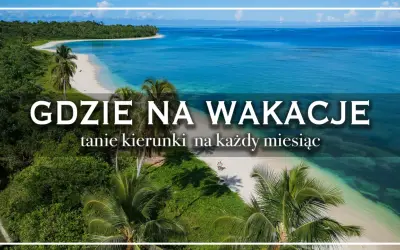 Rajska plaża z palmami i turkusową wodą. Szukasz pomysłu, gdzie tanio na wakacje za granicę?