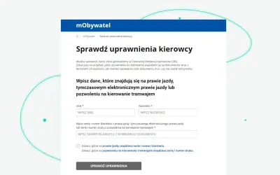 Strona mObywatel pozwala sprawdzić, czy trzeba mieć przy sobie prawo jazdy, wpisując dane z dokumentu.