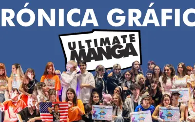 Grupo de jóvenes celebrando en el salon del manga zaragoza.