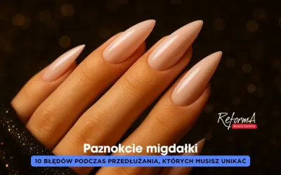 Dłonie z idealnie wykonanymi paznokciami żelowymi w kształcie migdałka. Poznaj prawidłową budowę paznokcia żelowego i unikaj błędów.