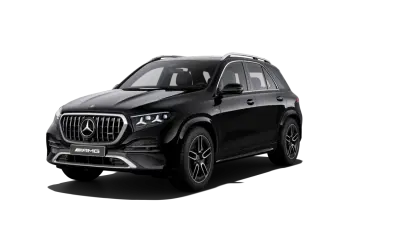 Czarny Mercedes GLE 53 AMG z charakterystycznym grillem i sportowymi felgami, gotowy na podbój drogi.