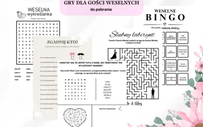 Gry weselne dla gości: wykreślanka, bingo, labirynt i zgadywanki. Zabawy, które umilą czas oczekiwania na ślub i sprawią radość!