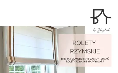 Montaż rolety rzymskiej na ramie okna. Elegancka roleta rzymska z brązowymi pasami, gotowa do zawieszenia.