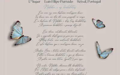 Wiersze o motylach znanych poetów. Wiersz "Nabokov e as borboletas" z pięknymi, błękitnymi motylami.