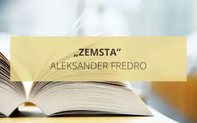Otwarta księga, na niej napis "Zemsta" Aleksandra Fredry. Papkin czeka na swoją kolej.