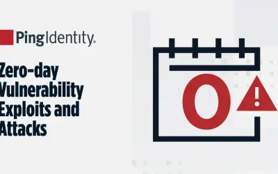 Ping Identity Logo und ein Kalendersymbol mit einem roten "0" und einem Warnzeichen. Thema: Zero-day Angriffe.