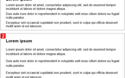 Dwa bloki tekstu "Lorem ipsum" z widoczną różnicą w **interlinii** między akapitami.