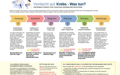 Schritte bei Verdacht auf Krebs bei Fanconi-Anämie: Vorsorge, Verdacht, Diagnose, Planung, Therapie, Nachsorge. Informationen für seltene krebsarten.