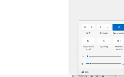 Panel szybkich ustawień Windows 10: Wi-Fi, Bluetooth, Tryb samolotowy, Oszczędzanie energii, Tryb nocny, Ułatwienia dostępu. Sterowniki Bluetooth są kluczowe.