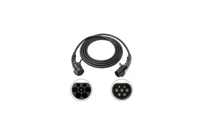 Kabel do ładowania EV z wtyczkami typu 2 i gniazdami.