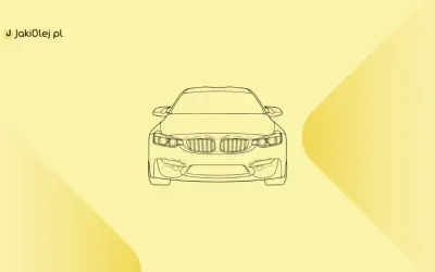 Szkic BMW 318d z przodu. Logo JakiOlej.pl.
