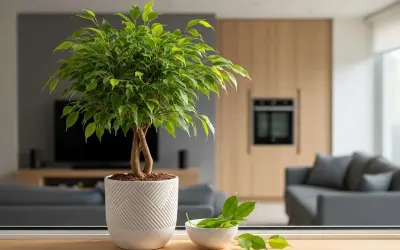 Mon ficus a perdu toutes ses feuilles que faire ? Ce ficus retusa, bien qu'un peu dégarni, est prêt à revivre.